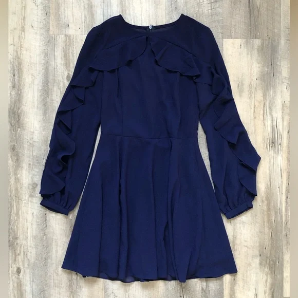 Lulu’s Blue Ruffle Sleeve Dress - Picture 1 of 2